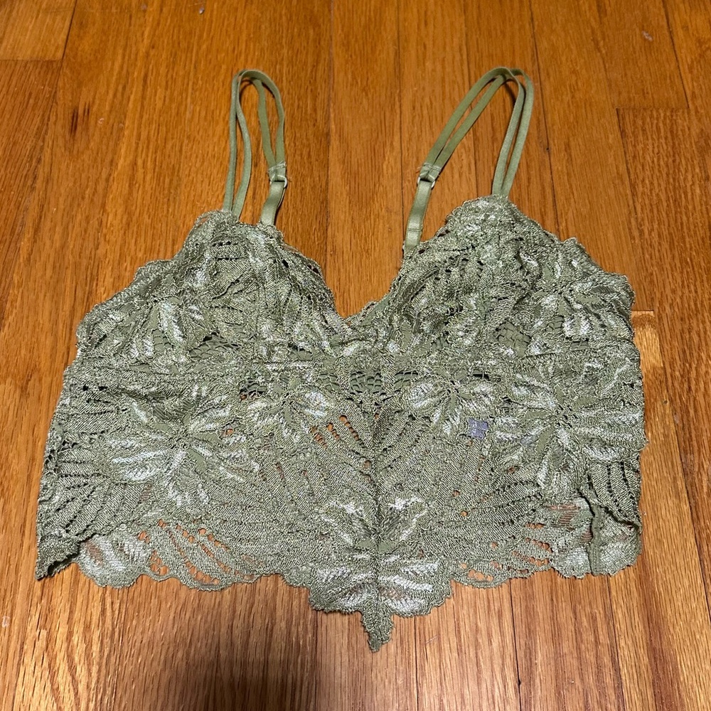 Aerie Longline Pointed Flower Lace Bralette